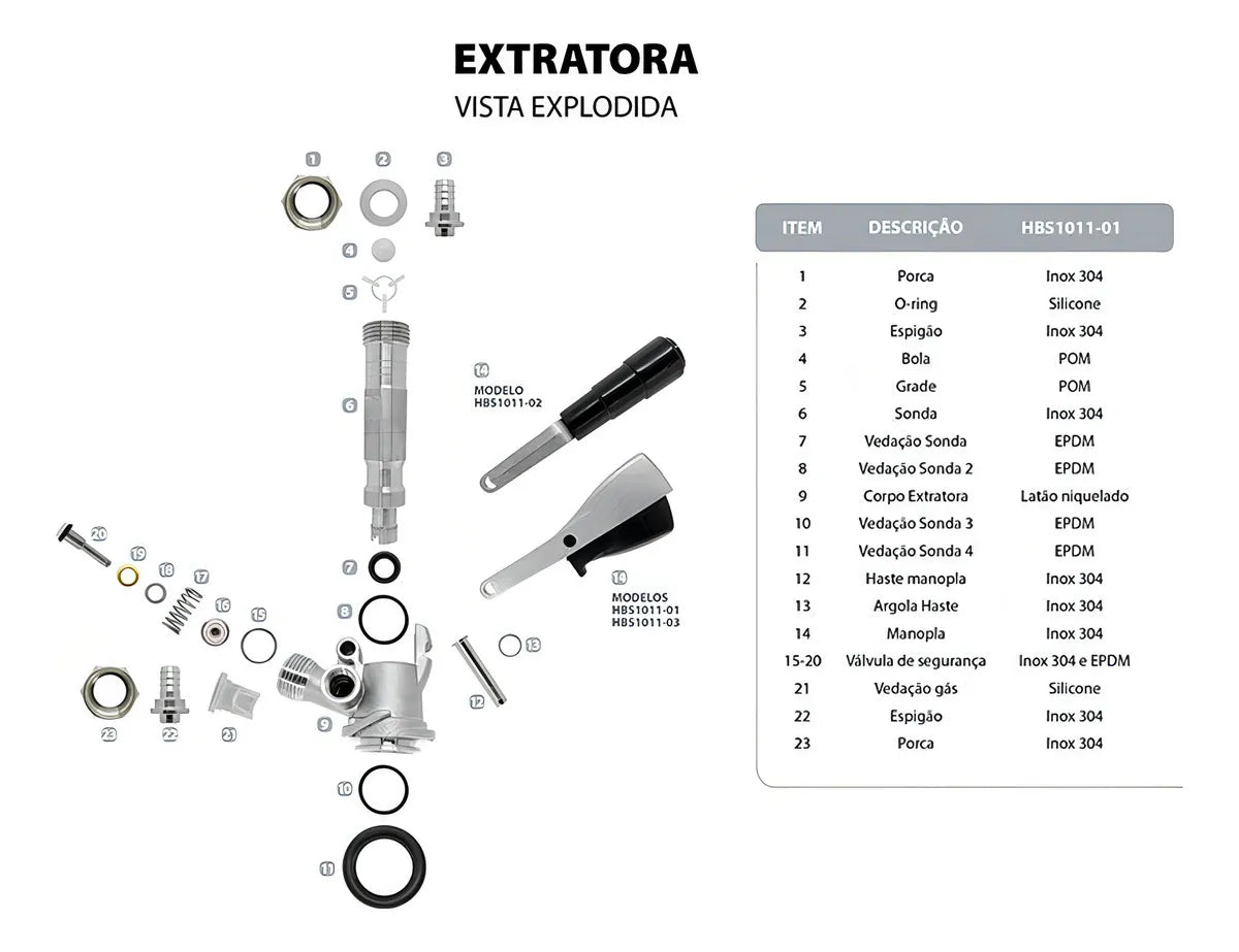 Válvula Extratora Keg Para Chopp Tipo S Com Tampa E Espigão