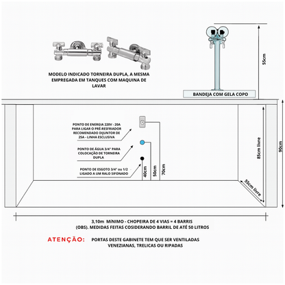 Chopeira Torre Naja (Convencional) - 4 Via
